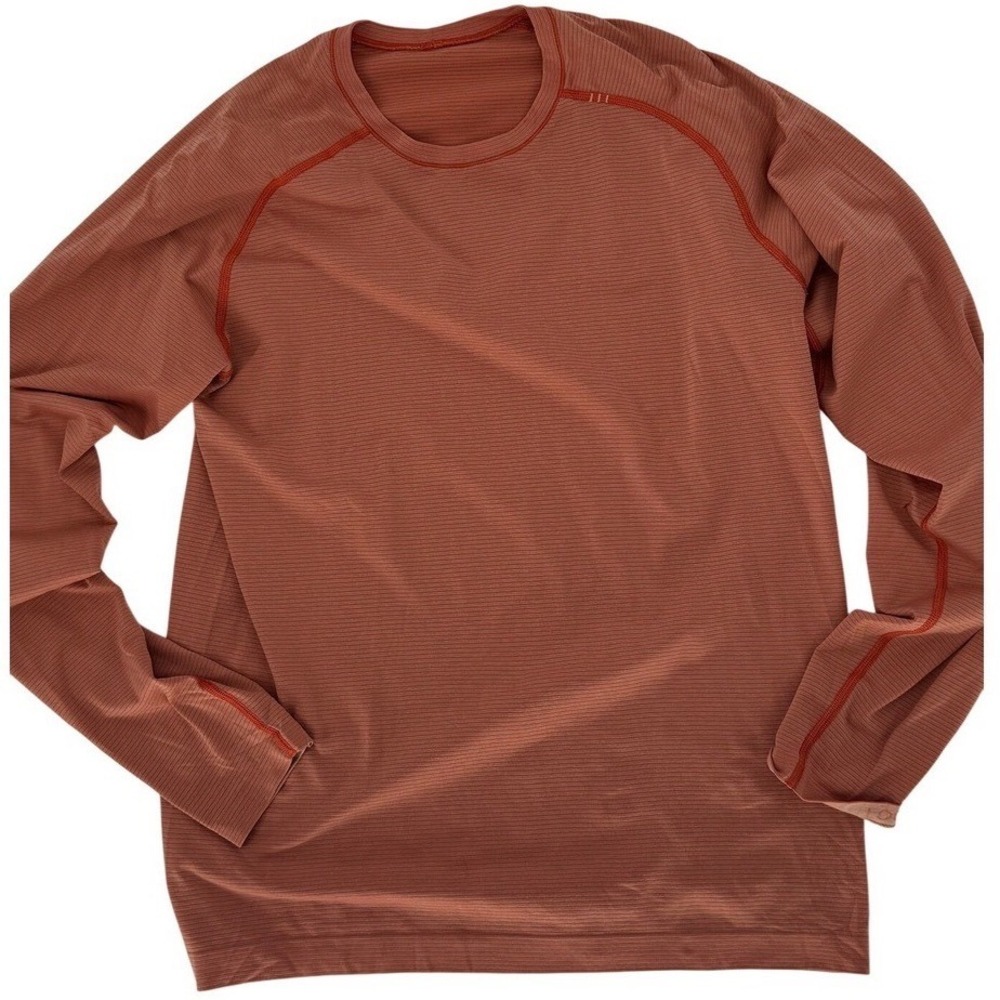 Lululemon Metal Vent Tech Long Sleeve Top Womens L Rust Orange Athletic Gorpcore - Picture 2 of 10